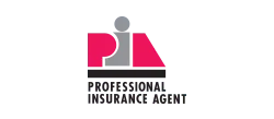 Professional Insurance Agent logo with pink and gray stylized letters and text underneath
