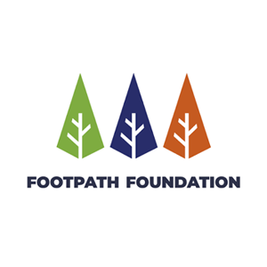 Footpath Foundation logo with three stylized trees in green, blue, and orange above the name