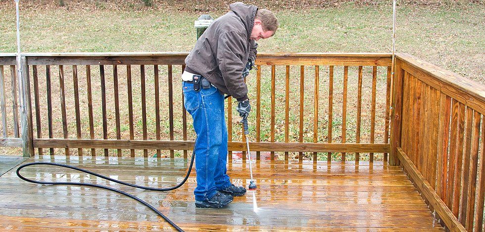 Power washing the deck