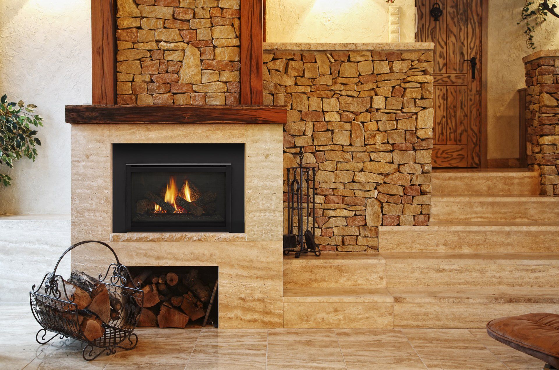 Fireplace and stones
