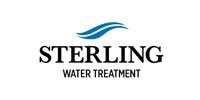 Logo for Sterling Water Treatment with a wave graphic above the company name.