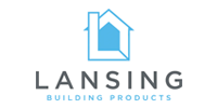 Lansing Building Products logo: a stylized blue house icon featuring an 'L' shape above the company name.
