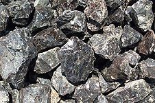 Black obsidian boulders