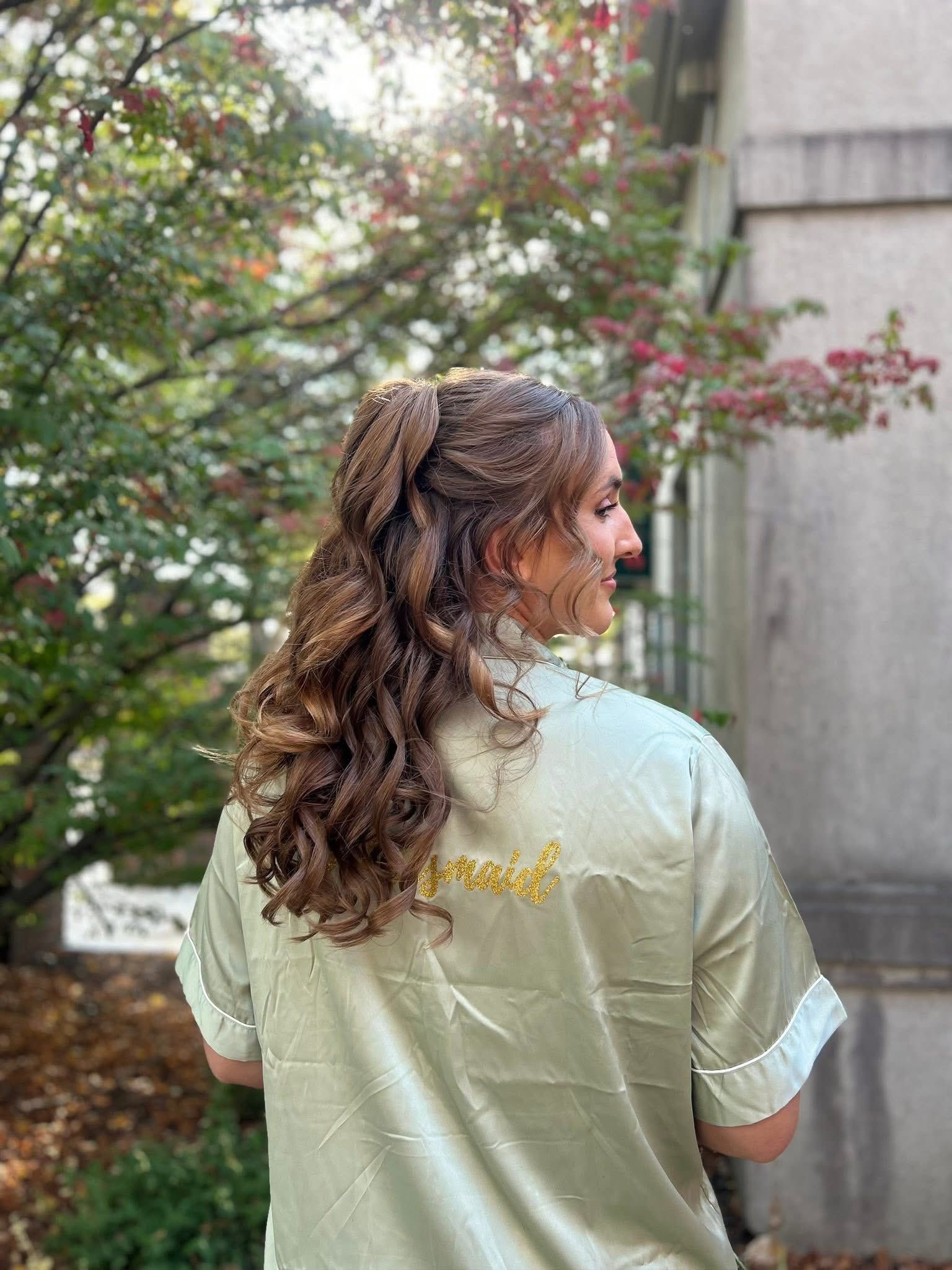 A woman in a light green 