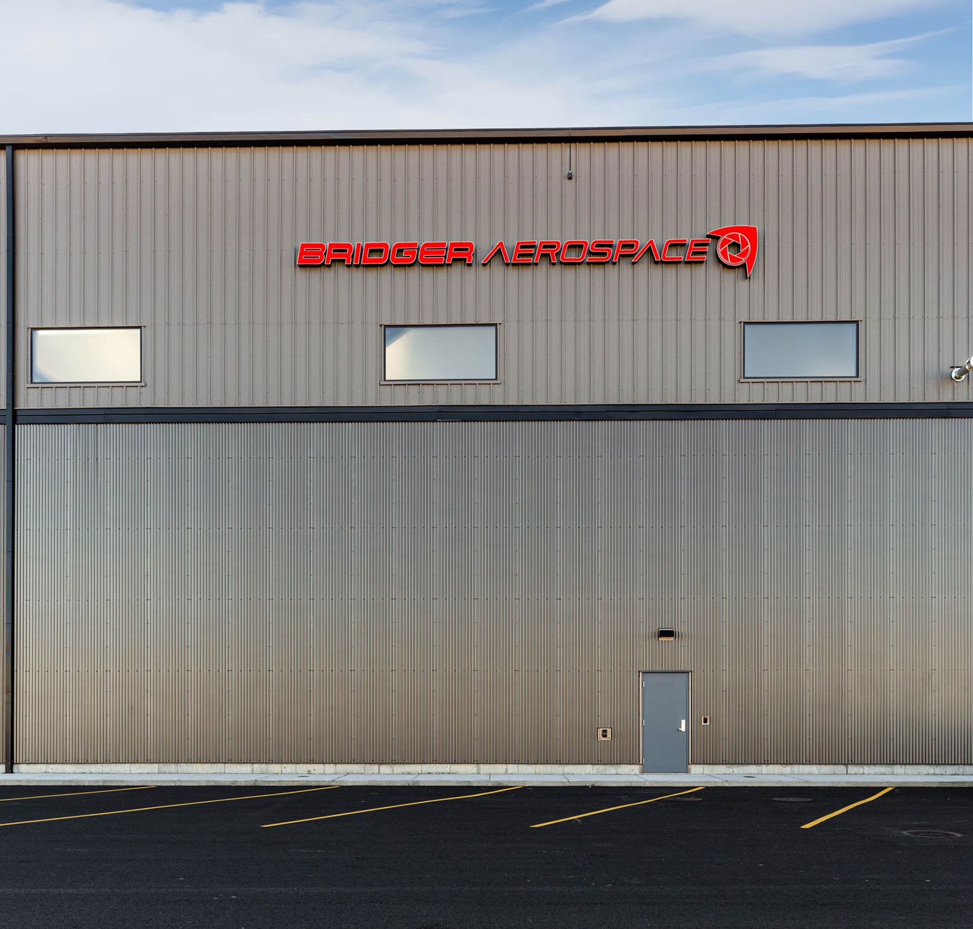 A building with a sign that says Bridger Aerospace