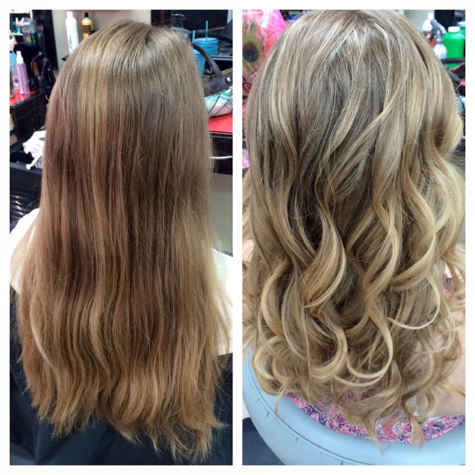 Before and after Balayage treatment