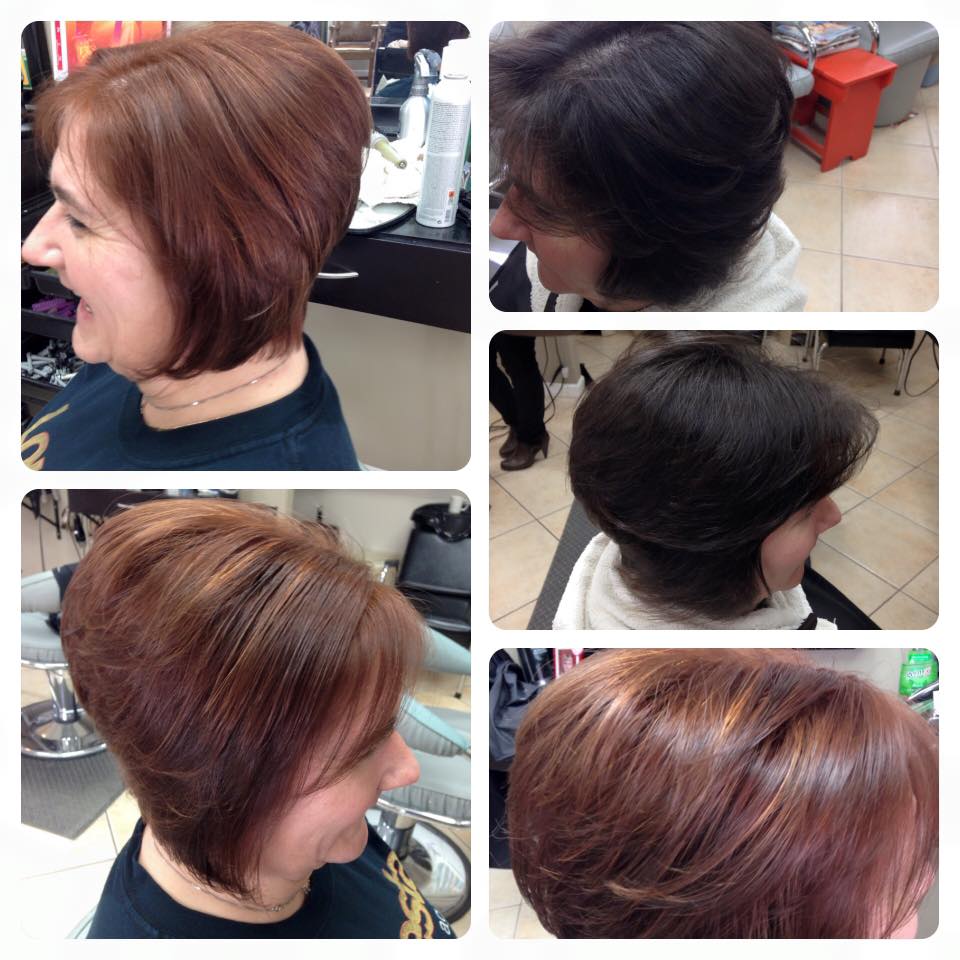 Before and after hair coloring services