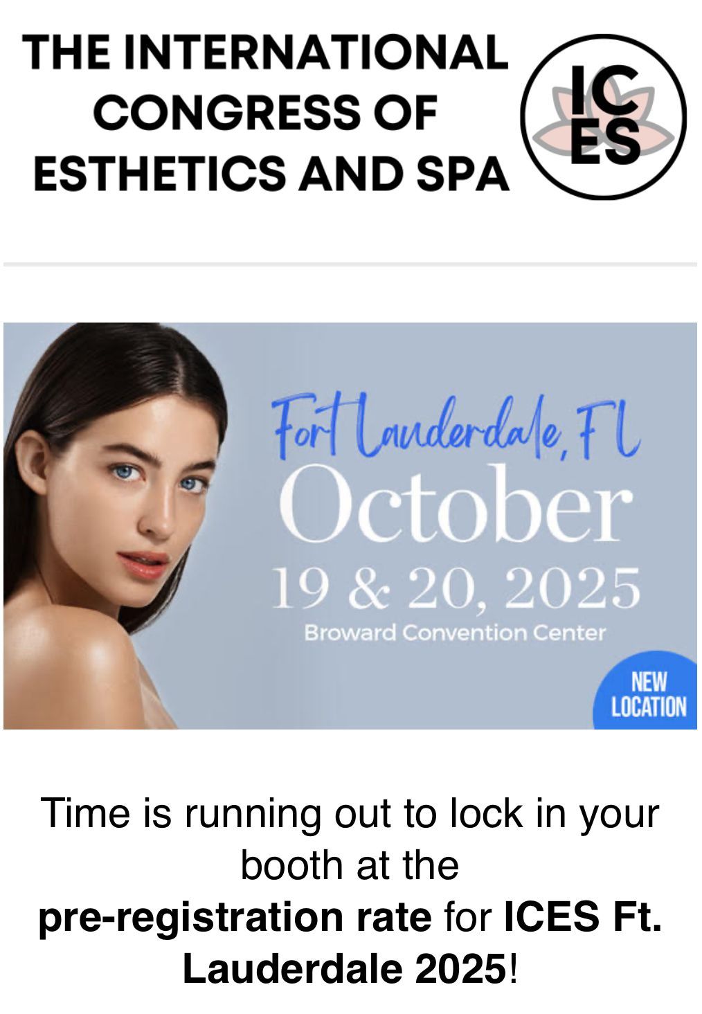 An advertisement for the international congress of esthetics and spa