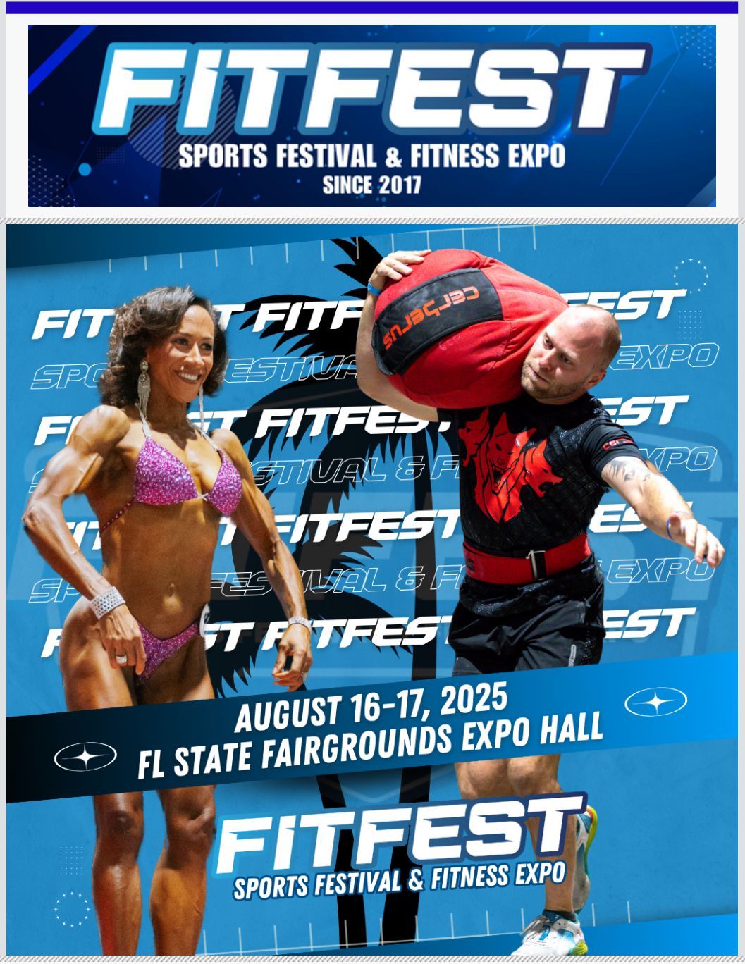 A poster for the fitfest sports festival and fitness expo