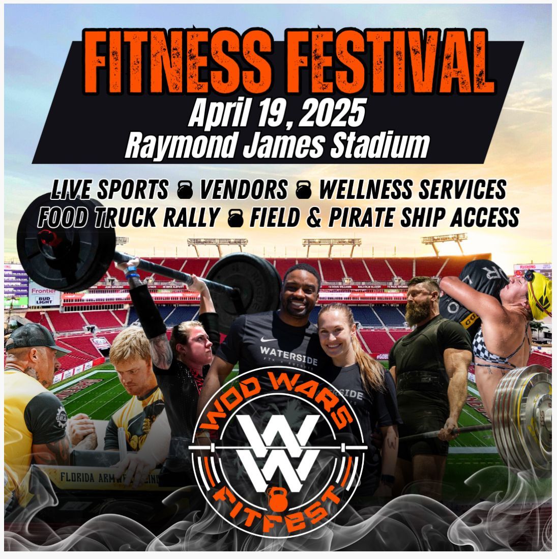 An advertisement for a fitness festival taking place on april 19 2025 at raymond james stadium