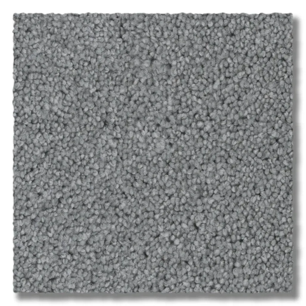 Gray carpet square with a tightly woven, textured surface.