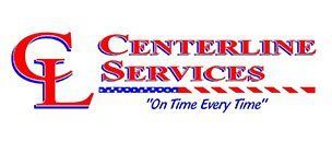 The logo for centerline services says `` on time every time ''.