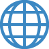 Blue globe with latitude and longitude lines, representing the internet or world network