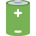 Green battery icon with white plus and minus symbols, partially charged.