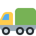 Yellow and green truck icon with three wheels
