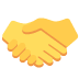 Two yellow hands shaking in a handshake icon