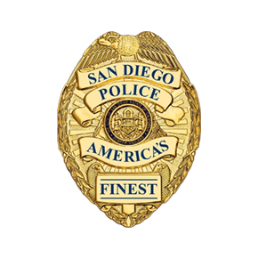 San Diego Police gold badge with “America’s Finest” banner