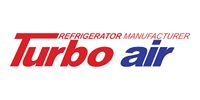 The turbo air refrigerator manufacturer logo is red and blue on a white background.