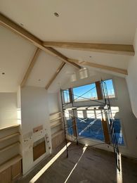 There is a scaffolding in the middle of the room