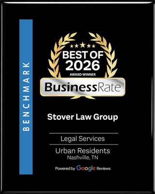 BusinessRate “Best of 2026” award plaque for Stover Law Group