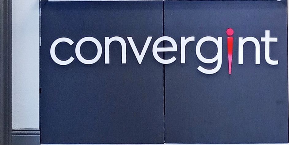 Convergint logo on a dark blue background.