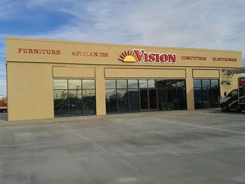 A building with the word vision on it