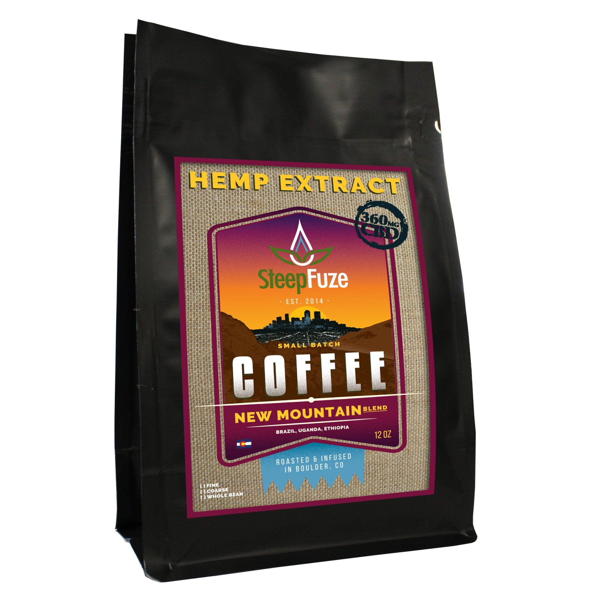 New Mountain Blend – 12 oz Coffee – 360 mg CBD