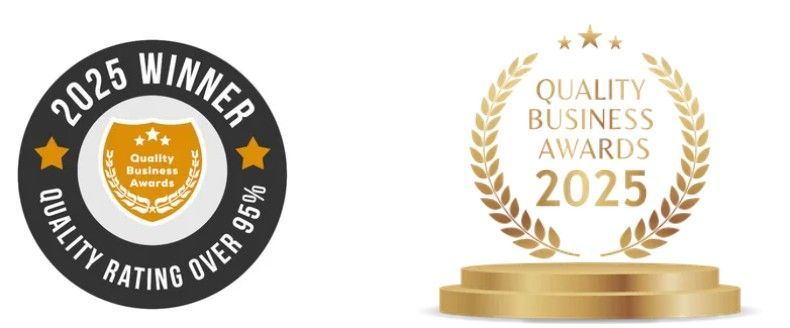 Quality Business Award 2025 and 2025 Winner Quality Rating Over 95% Badgee