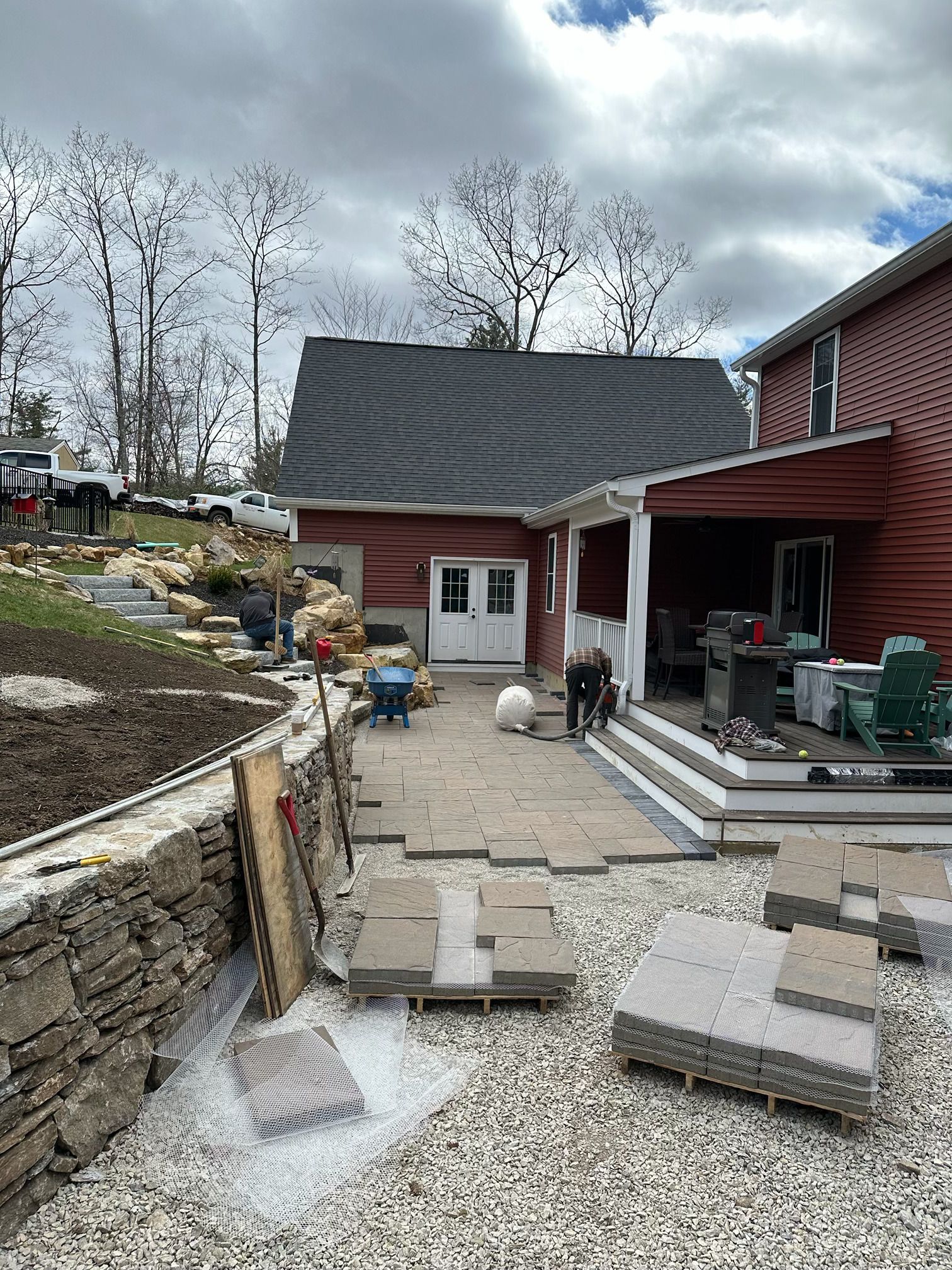A patio is being built