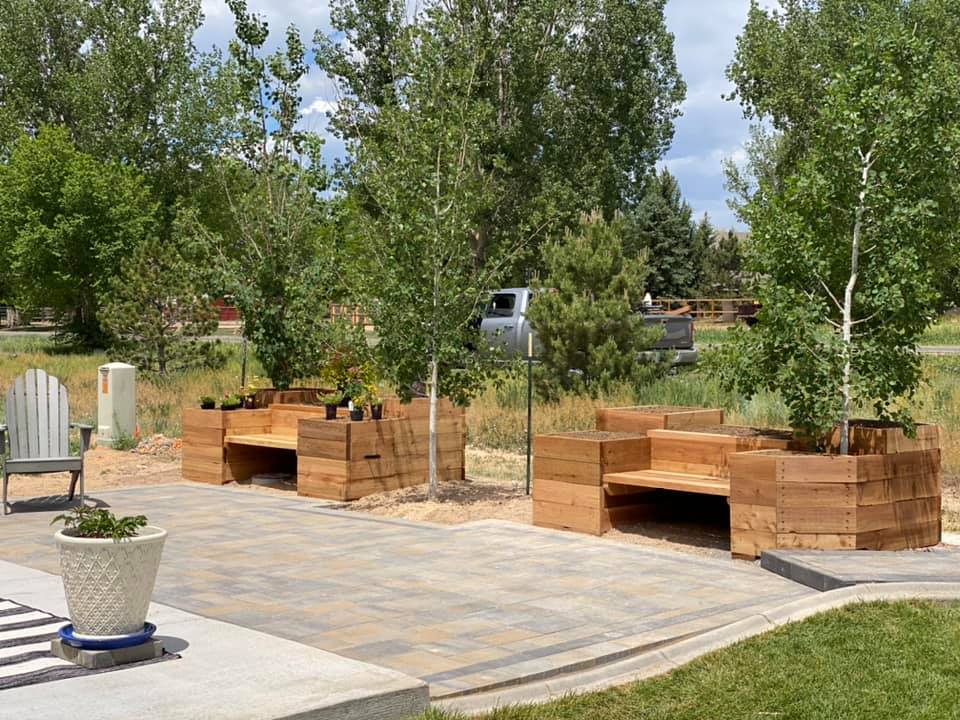 Artistic Escapes  industrial contemporary and wood garden raised bed planter boxes with seating …