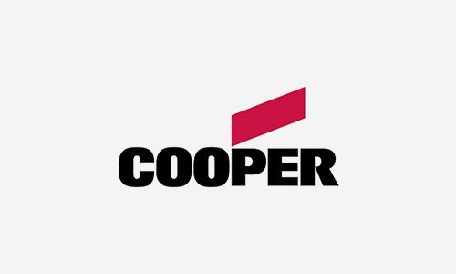The cooper logo is black and red on a white background.