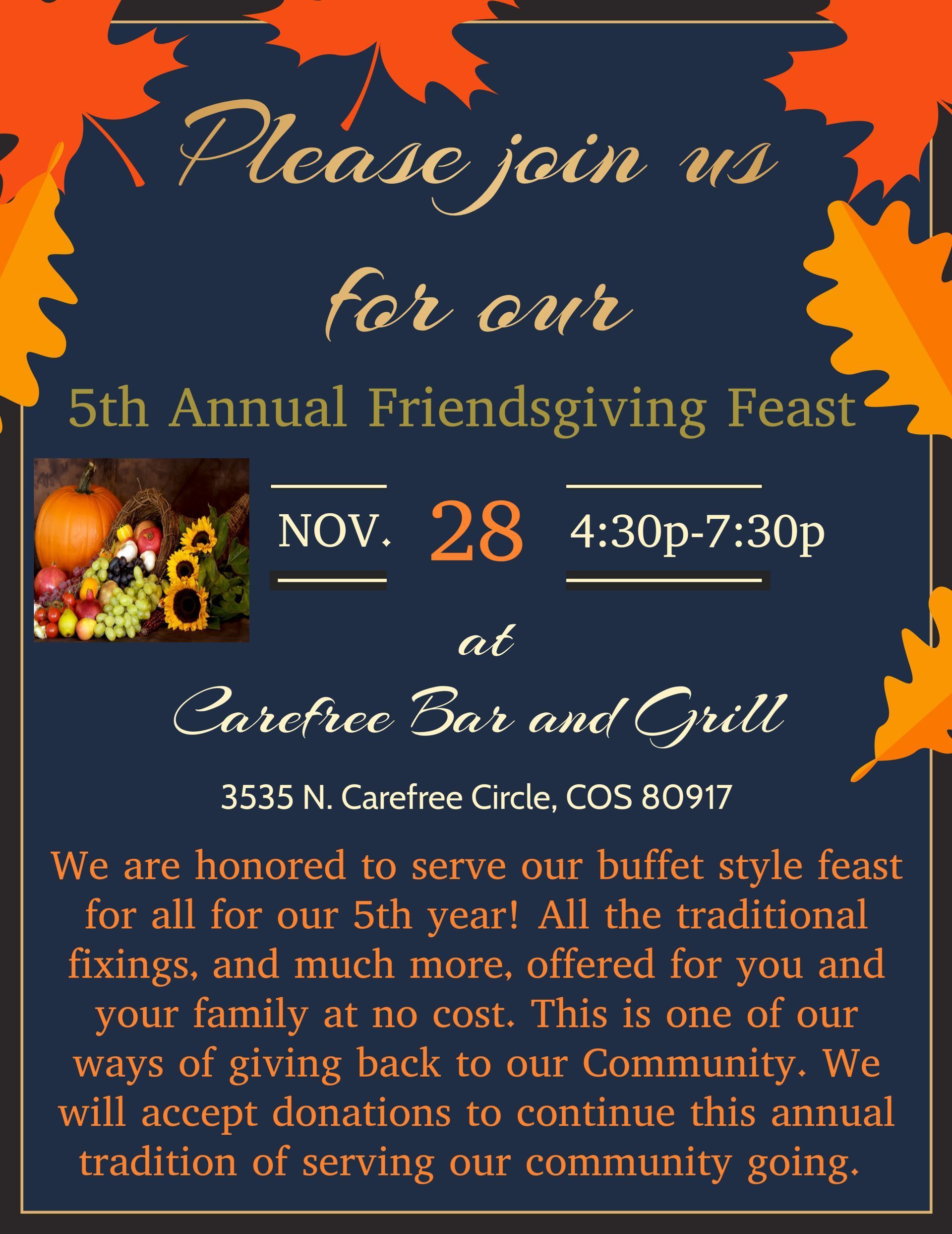 An invitation for the 5th annual friendsgiving feast