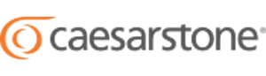 Caesarstone logo with an orange spiral design on the left and gray text on the right.