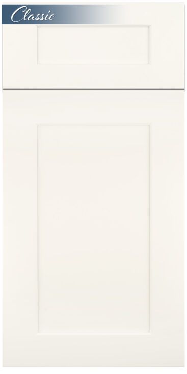 White classic kitchen cabinet door.