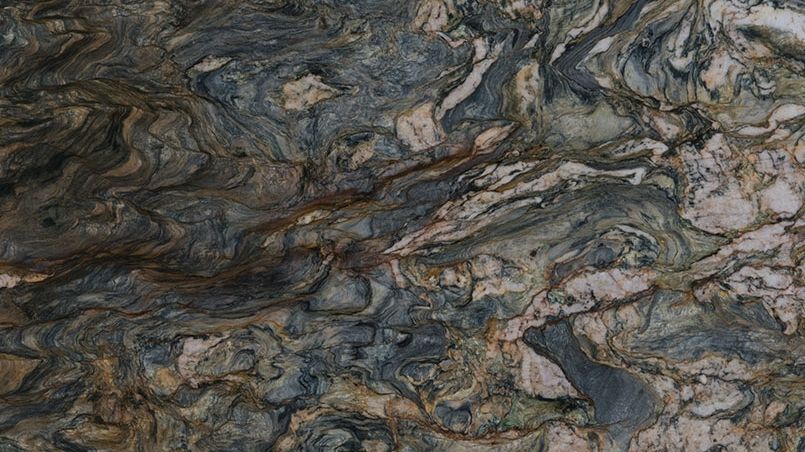 Swirling granite pattern in shades of blue, brown, beige, and gray.