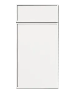 White cabinet door with recessed panel and a top, smaller panel.