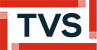 TVS logo with dark blue letters in a red and white square frame.