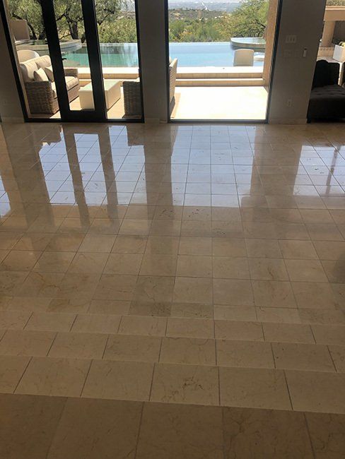 Shiny tile floor