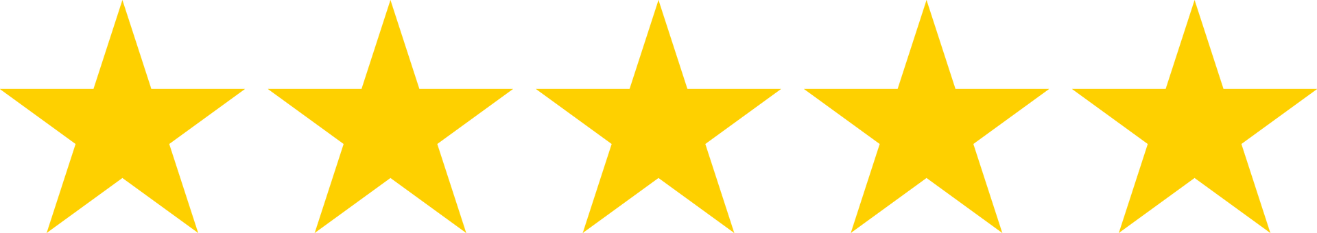 Five yellow stars in a row, indicating a high rating or excellent quality.