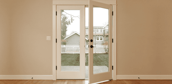 White glass door