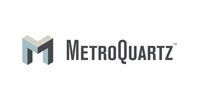 Logo for MetroQuartz, text next to a gray abstract 