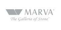 Marva logo: grey geometric design and text 