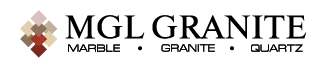 Logo for MGL Granite with a colored diamond pattern above the text and the words Marble, Granite, Quartz below.