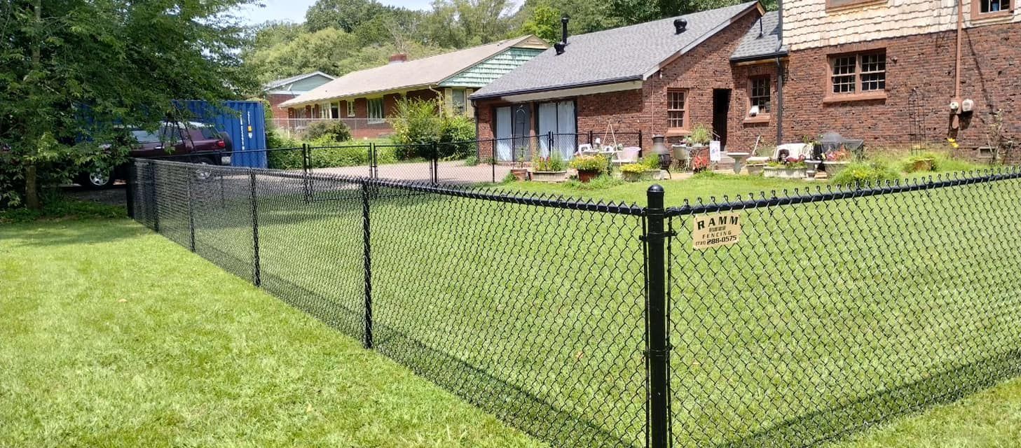 Backyard with chain link fence