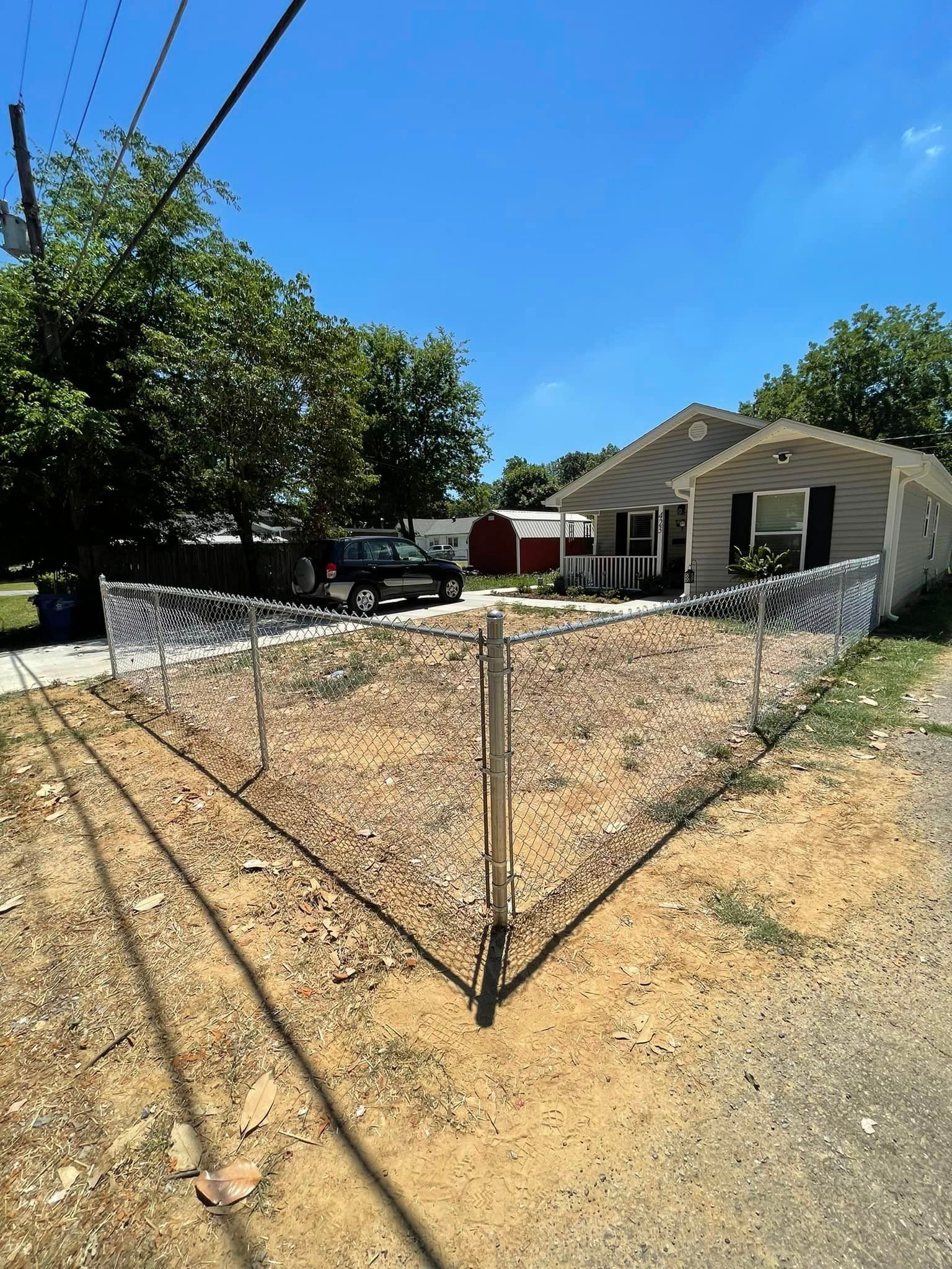 Backyard with chain fence