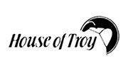 House of Troy logo with black script text and a black semicircle icon