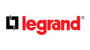 Legrand logo in red and black on a white background