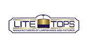 Lite Tops logo with a gold top hat and the tagline Manufacturers of Lamshades and Fixtures