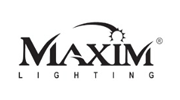 Maxim Lighting logo in black and white with stylized arc over the wordmark