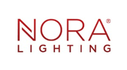 NORA LIGHTING logo in red text on a white background